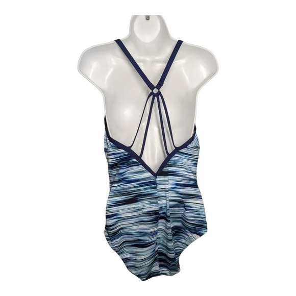 Krista Sport Bathing Suit Stripes Blue  Aqua White NWOT - Picture 5 of 12